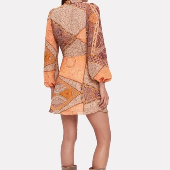 Revolve Divine Heritage Orchid Paisley Neck Tie Mini Dress Size: S - Picture 3 of 9